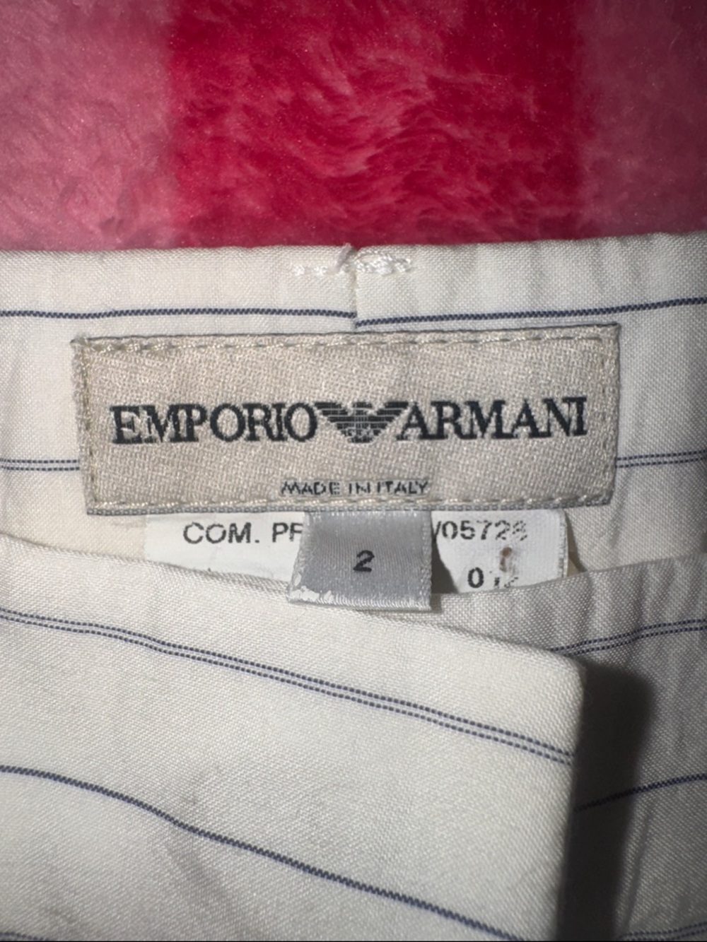 Emporio Armani White Pinstripe Wide-Leg Trousers - Picture 2 of 5